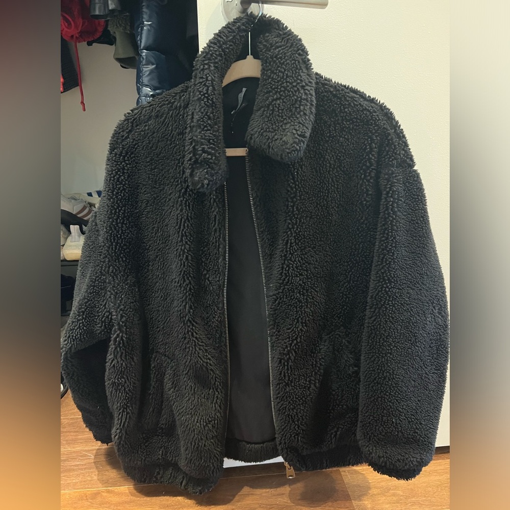 Urban Outfitters Black Teddy Coat